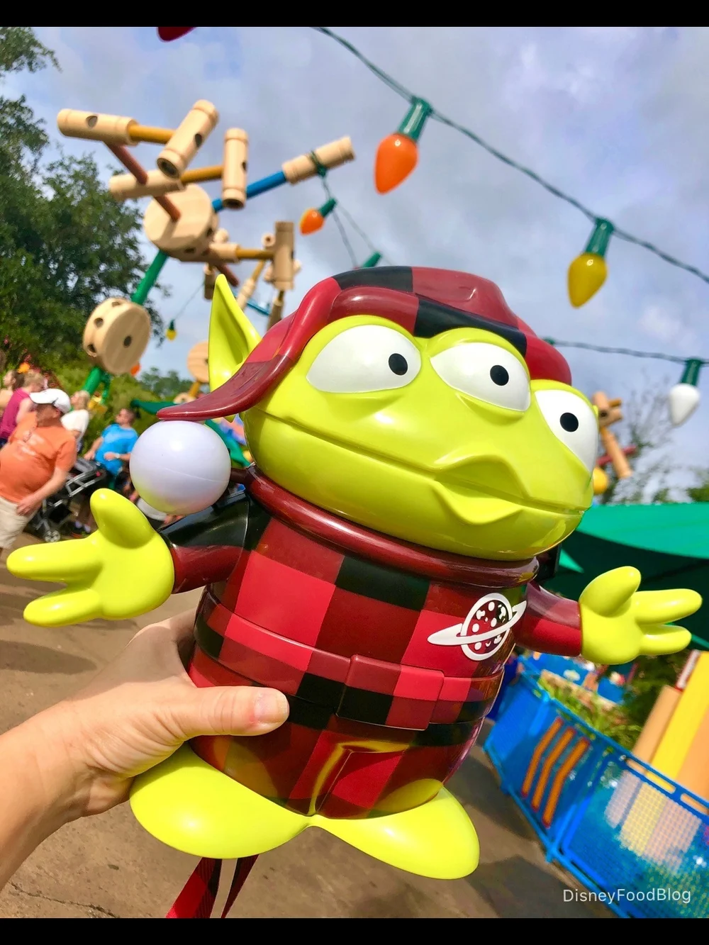 Disney Pixar Alien Popcorn Bucket Christmas Toy Story Holiday Red Plaid